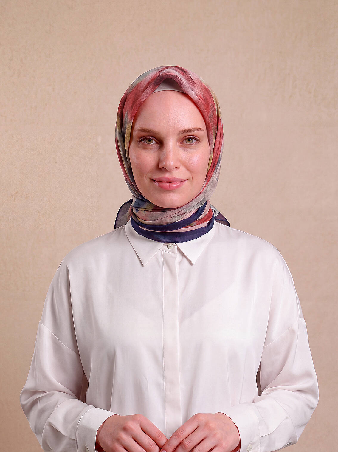 Fırça Hâlesi Puanlı Soyut Desenli Çift Taraflı Eşarp - Bordo Kırmızı