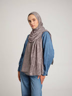 Nakkaşhâne Monogram Desenli Çift Taraflı Şal - Vizon