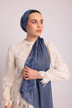 Nakkaşhâne Monogram Desenli Çift Taraflı Şal - Mavi