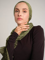 Peleng Leopar Desenli Çift Taraflı Şal - Yeşil
