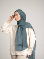 Rûmî Sema Monogram Desenli Çift Taraflı Şal - Açık Turkuaz