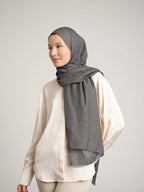 Rûmî Sema Monogram Desenli Çift Taraflı Şal - Sis Gri