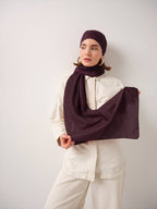 Rûmî Sema Monogram Desenli Çift Taraflı Şal - Bordo