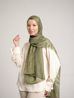 Rûmî Sema Monogram Desenli Çift Taraflı Şal - Yağ Yeşil