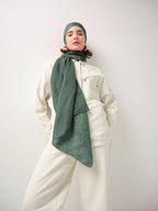 Rûmî Sema Monogram Desenli Çift Taraflı Şal - Yeşil