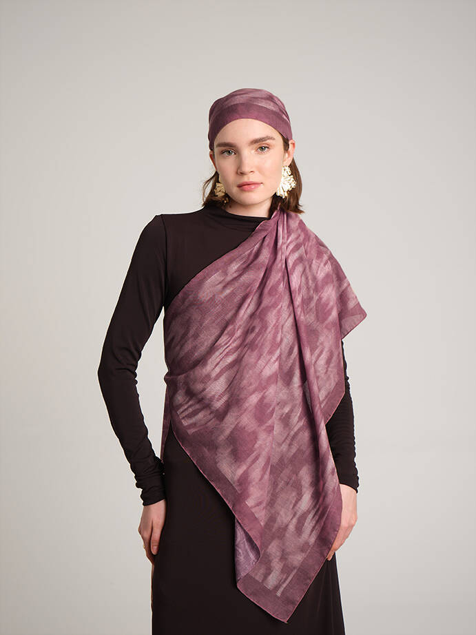 Yalaz Zebra Damask Desenli Çift Taraflı Şal - Gül Pembe