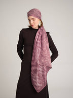 Yalaz Zebra Damask Desenli Çift Taraflı Şal - Gül Pembe